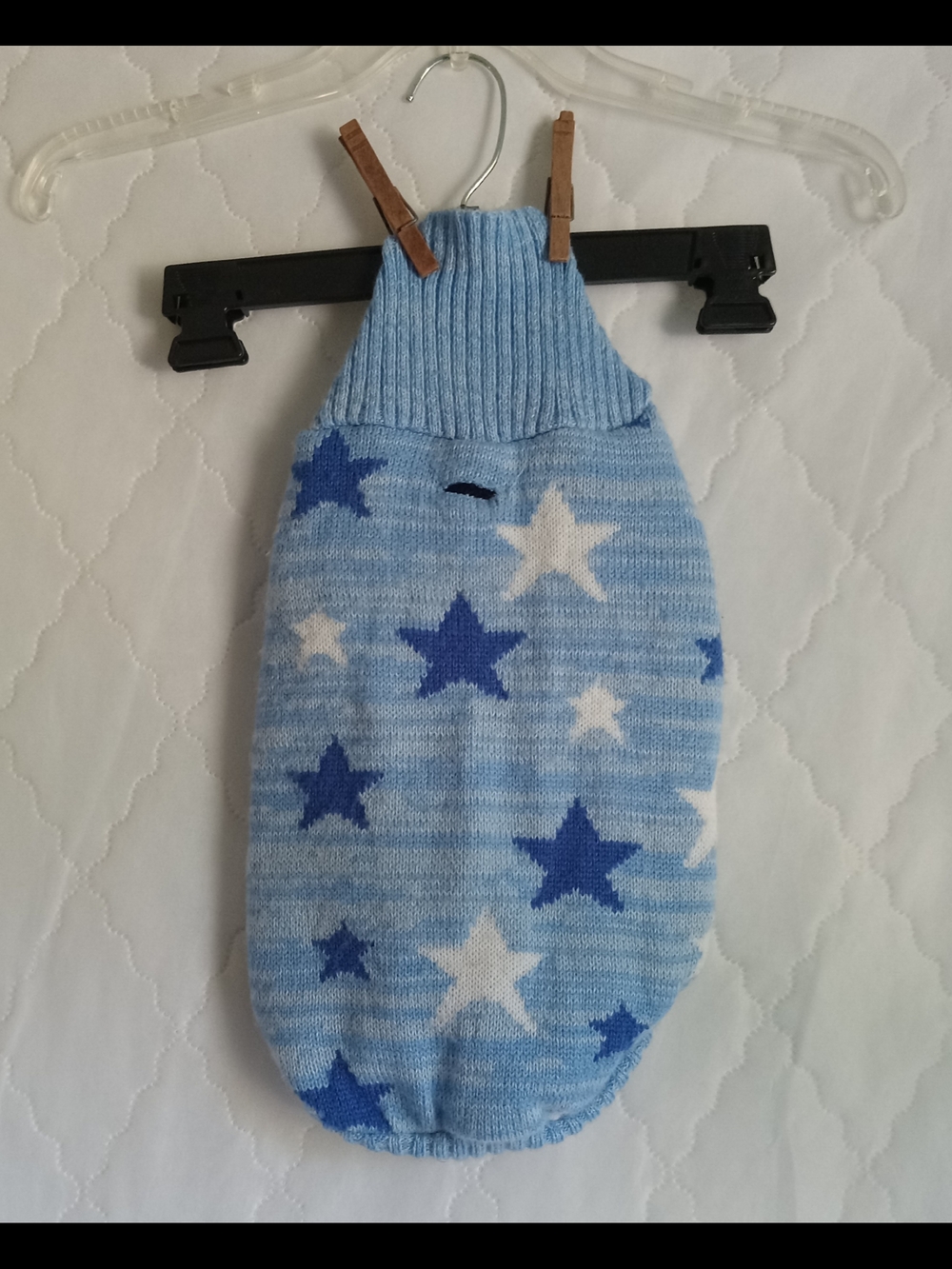Light Blue Star Knit Dog Sweater